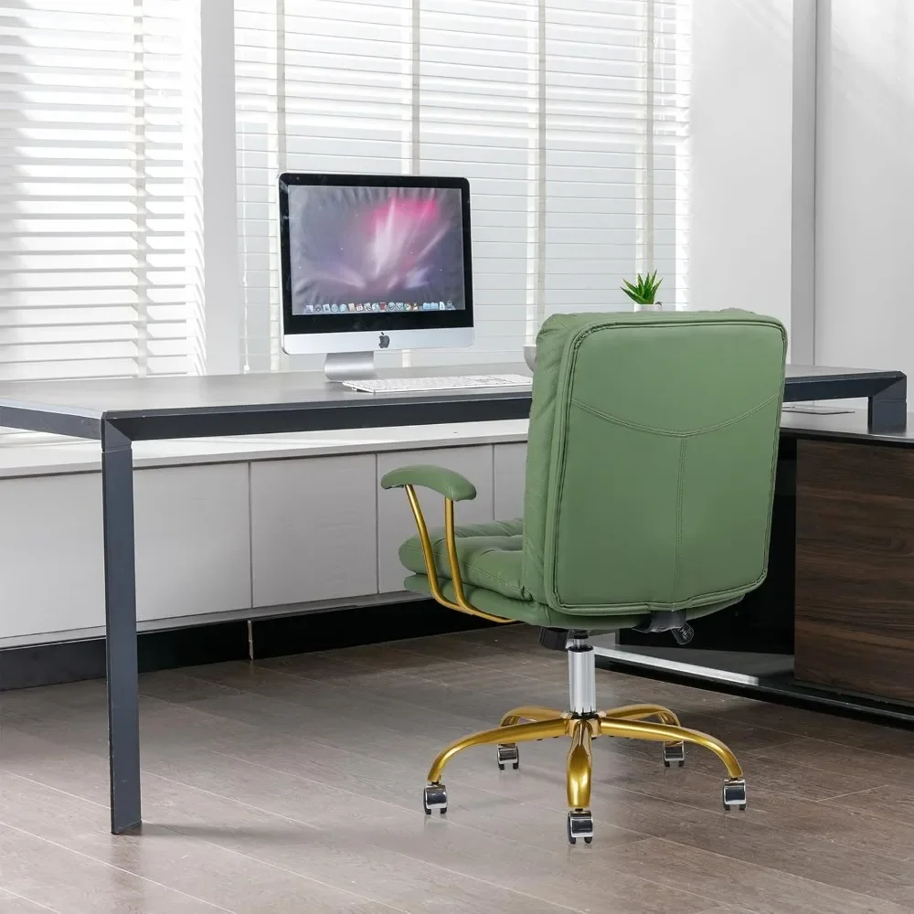 Ergonomic Office Desk Chair with Wheels and Arms, Faux Leather Computer Chair for Home Bedroom Office image 6