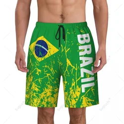Men's Brazil Flag Beach Pants Board Shorts Surfing Boys Soccer Cycling Swimwear Running Polyester