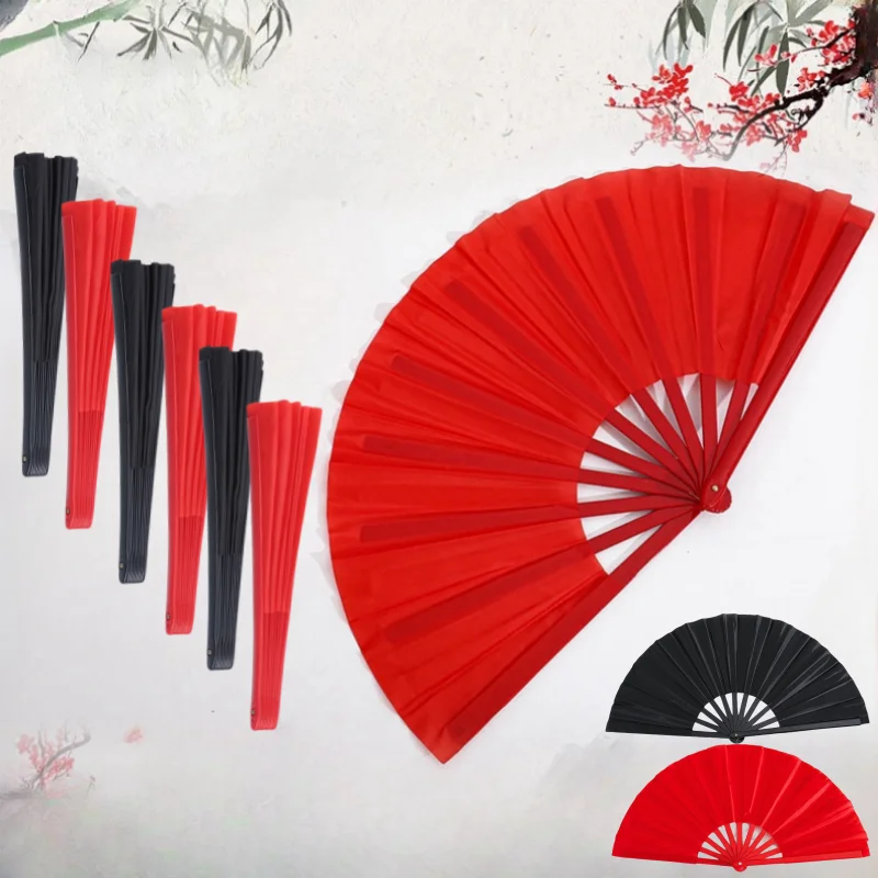 Large Kung Fu Sound Fan Plastic Bone Martial Arts Performance Elegant Hand Folding Stage Fan Opera Magic Props Summer Cool Fans