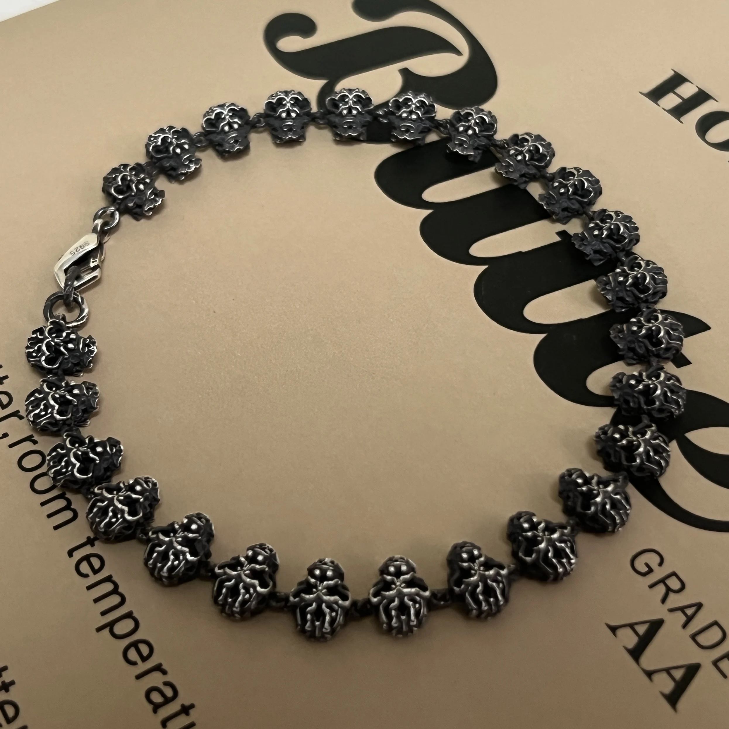 2025 New Model 925 Silver Skeleton Skull Retro Bracelet, Niche Design, High-End Feel, Handcrafted Accessory