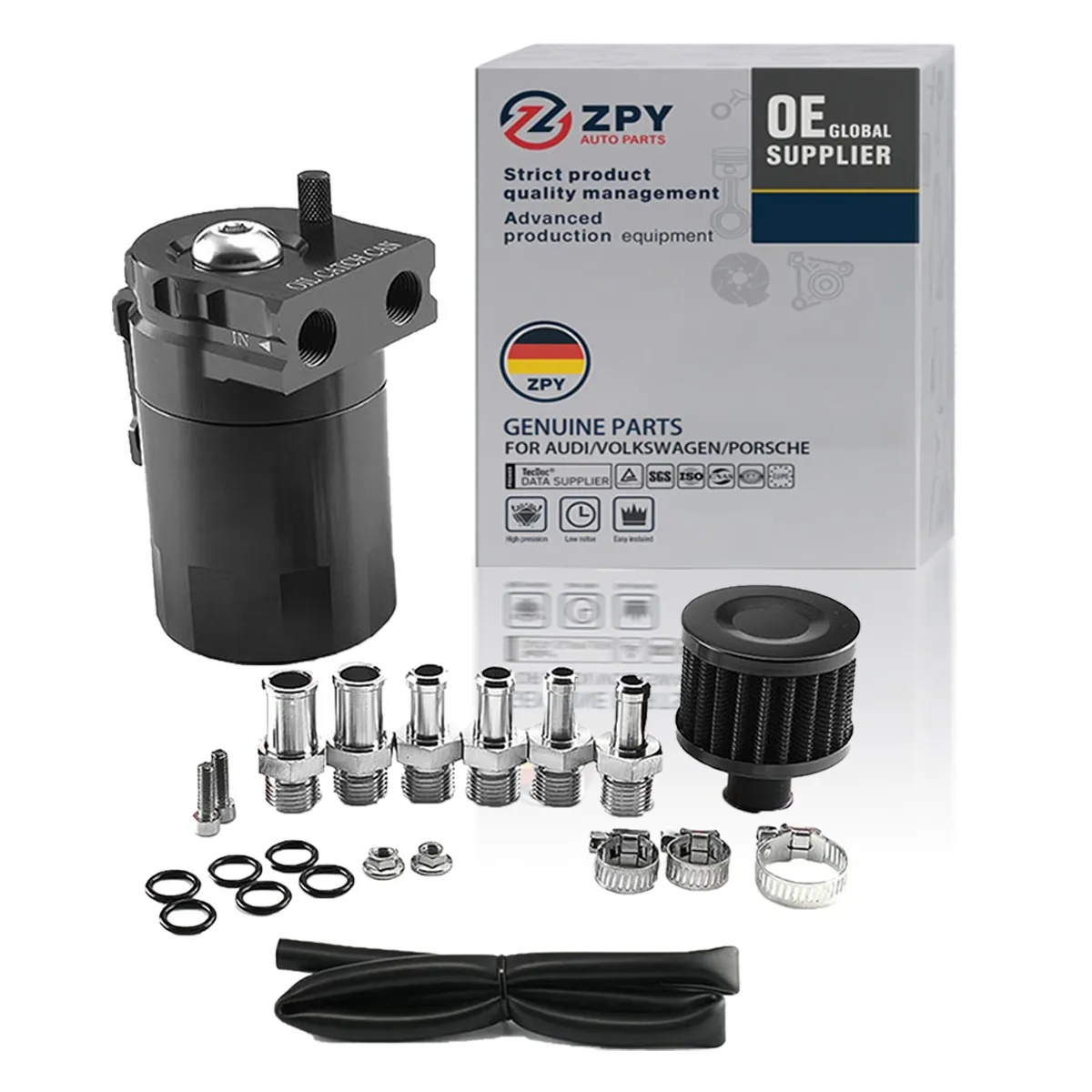 Oil Catch Can Kit Universal Reservoir Baffled Tank with Breather Filter Aluminum
