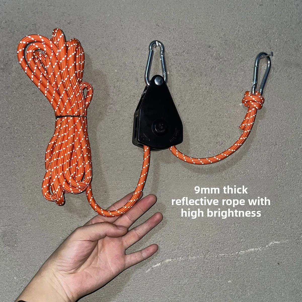 9mm 10-30m Camping Tent Tie Down Rope Reflective Heavy Duty Rope Pulley Ratchets Kayak Canoe Boat