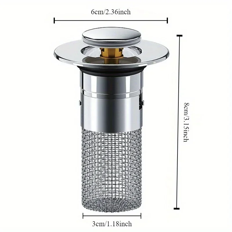 Multifunctional Floor Drain Filter Pop-Up Bounce Core Basin Drain Stopper Hair Catcher Shower Sink Strainer Bathroom Accessory