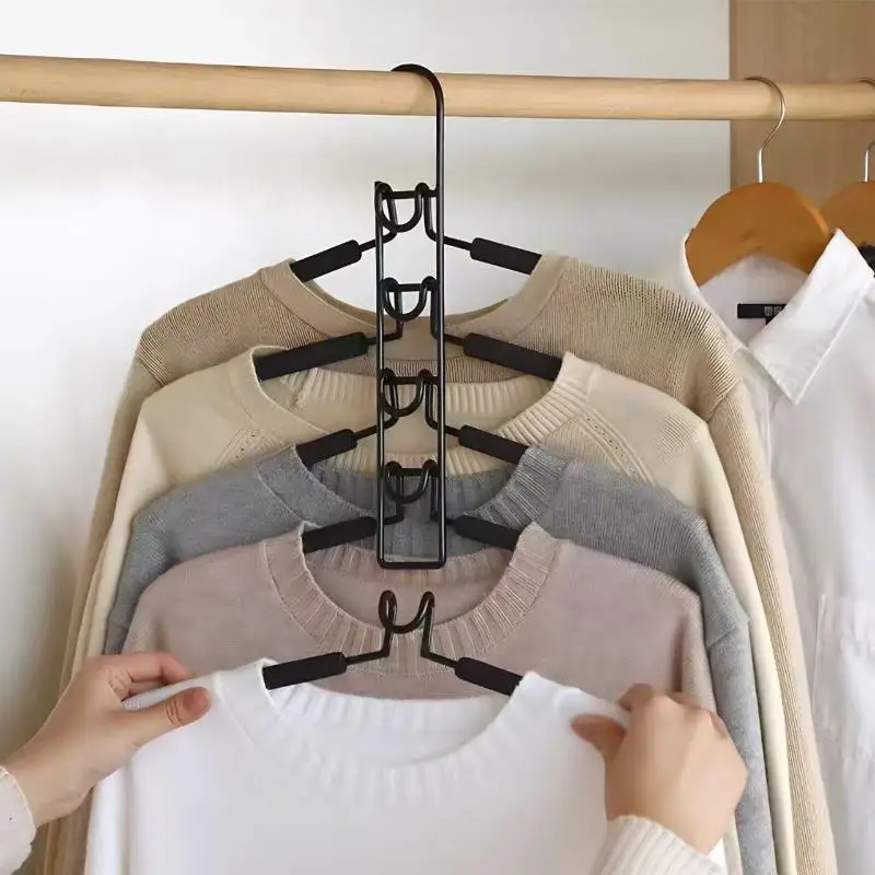 1pc Heavy-Duty Space-Saving Clothes Hanger - Multi-Layer Metal Garment Organizer With Non-Slip Foam Pads, Sturdy Closet Hanger