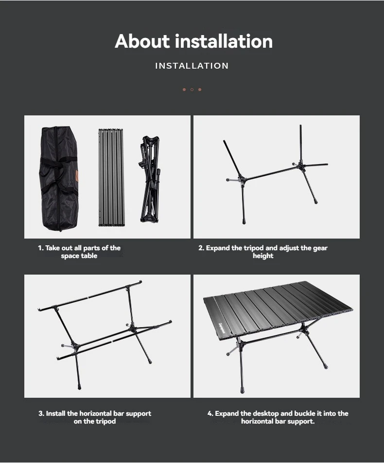 CAMPINGMOON T-520 höhenverstellbarer tragbarer Raumtisch aus Aluminiumlegierung für Outdoor-Picknick und Grillen, klappbarer Tisch – Detail 6