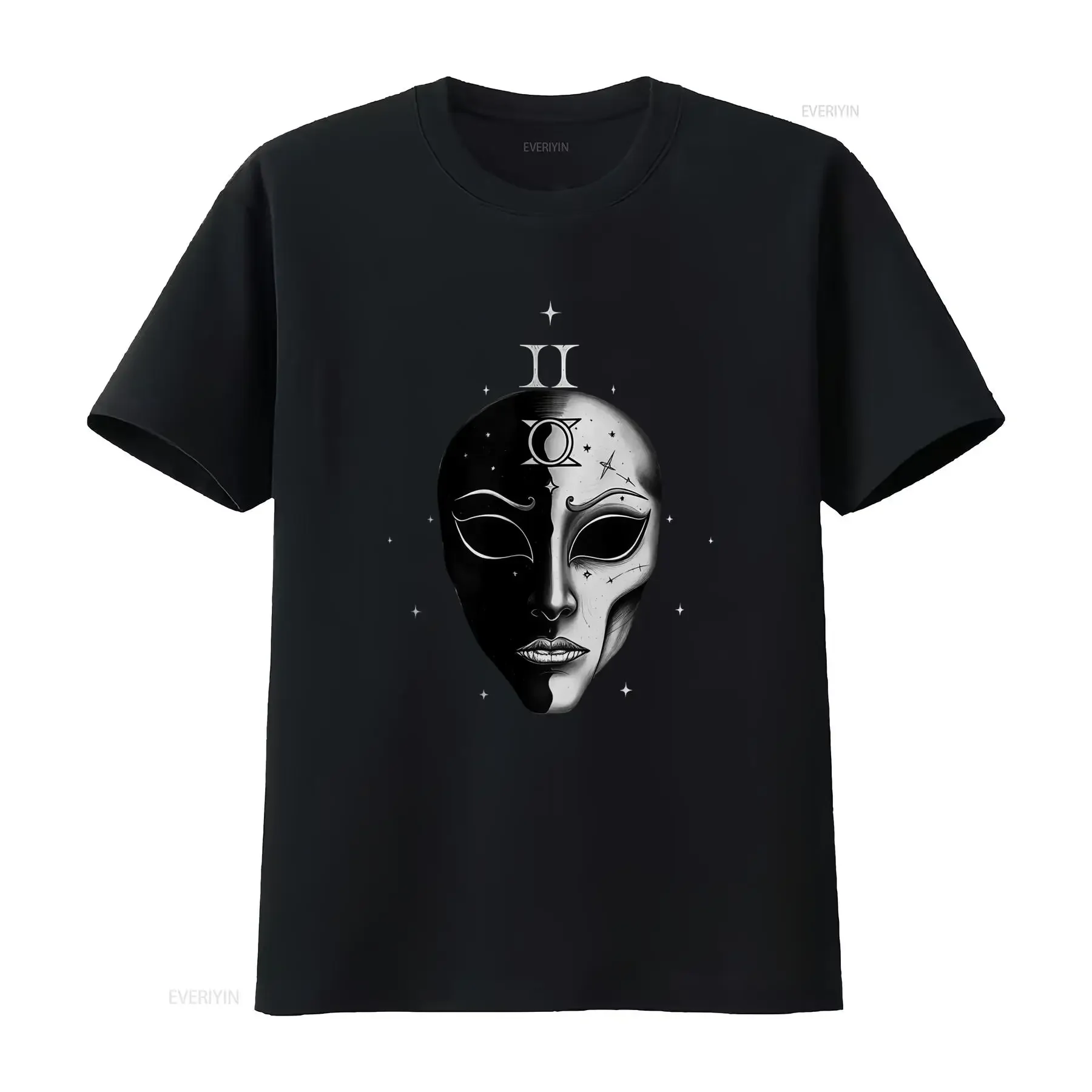 GEMINI T Shirt Black and White Gothic Zodiac Occult Celestial Witchy Vibes Astrology Dark Art Esoteric  vintage Washed homme