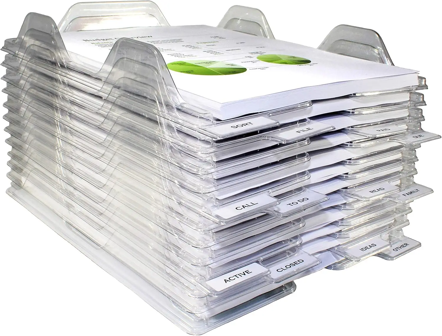 File Organizers - Letter Size, Stackable Trays for Desk - for Office Files, Mail, Documents - 12 Pack, Clear