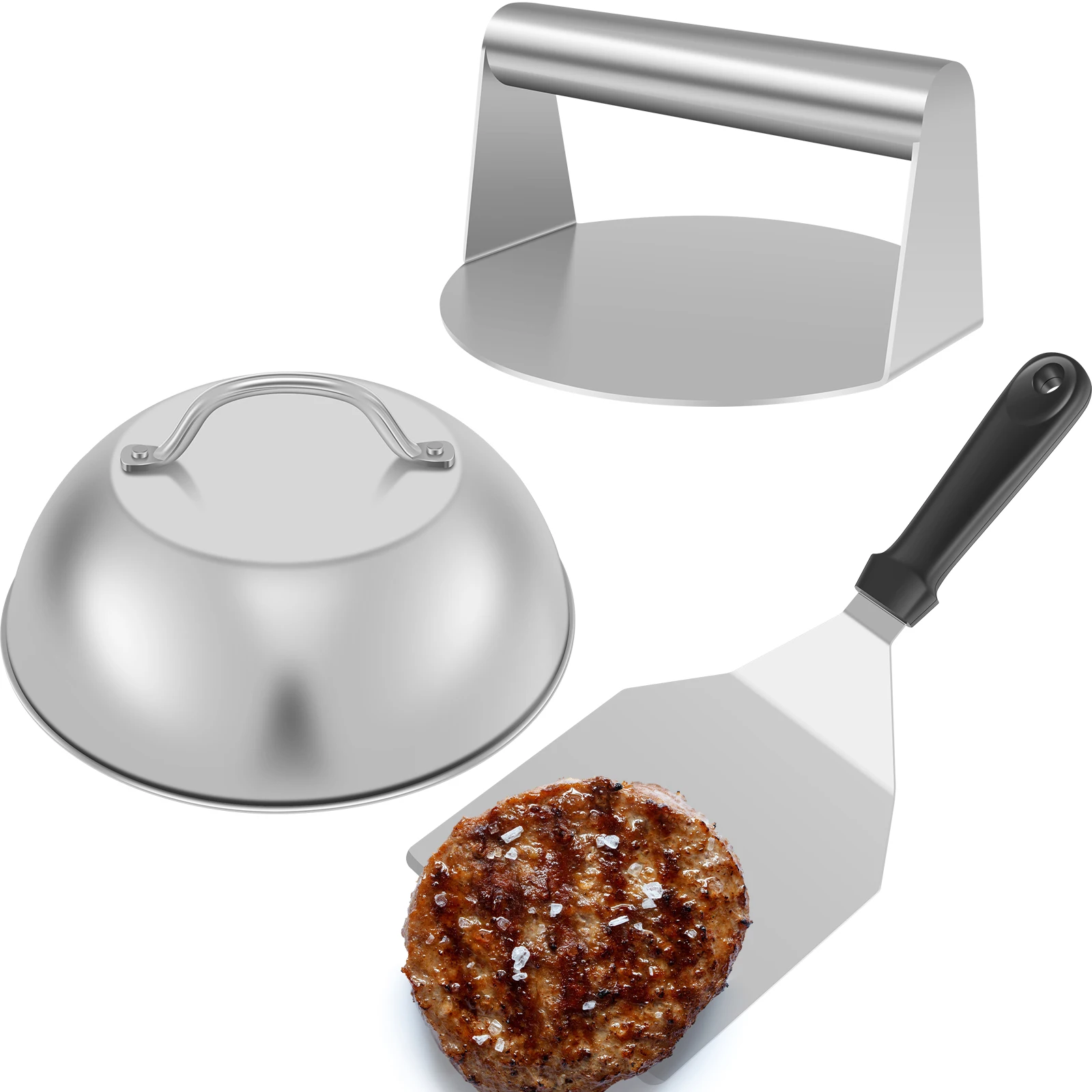 

Барбекю, мясо, теппаньяки, домашнее руководство, пресс для бургеры из нержавеющей стали, лопата, набор крышек для горшка, подходит для уличного барбекю