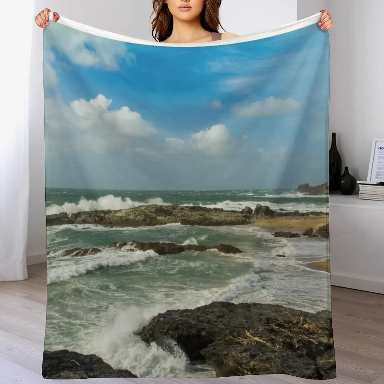 Godrevy beach and lighthouse Throw Blanket Decorative Sofas Bed covers Blankets