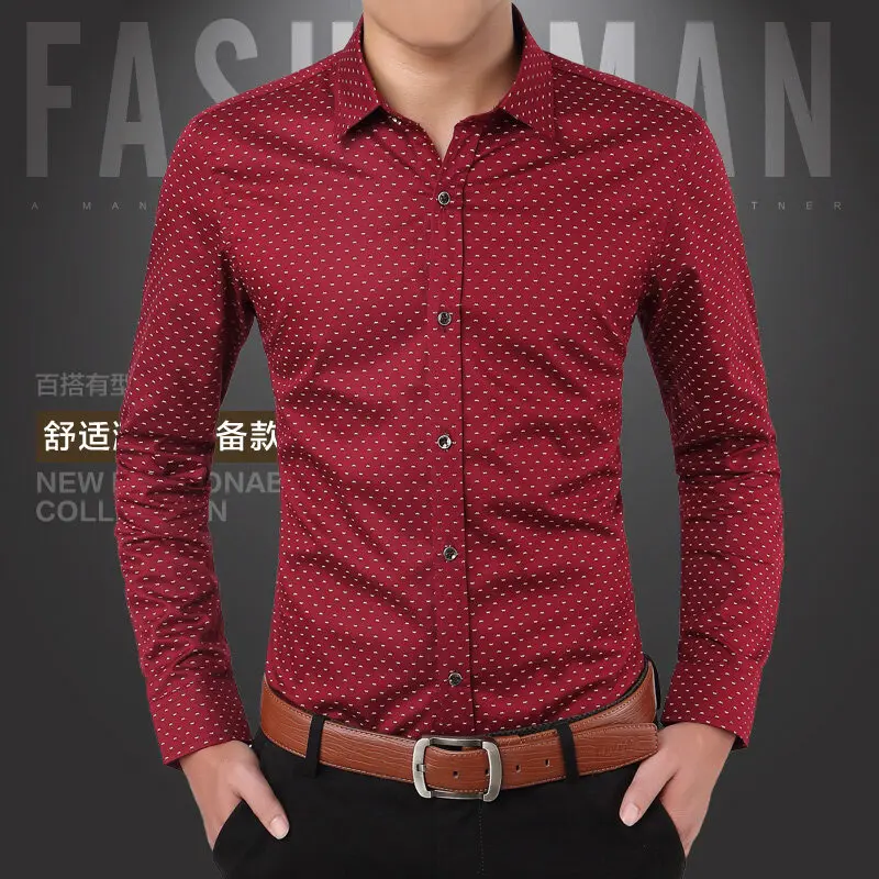 Stylish Printed Slim Shirts Business Casual Single-breasted Men\'s Clothing Turn-down Collar Spring Autumn New Long Sleeve Shirts