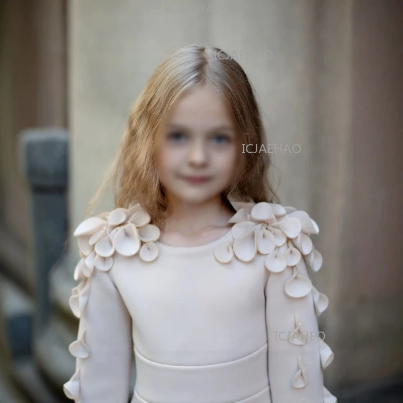 2026 New Girls Long Sleeve Dress Children Sweet Floral Princess Gown Fashion Elegant Formal Piano Performance Pageant Costume - view 3