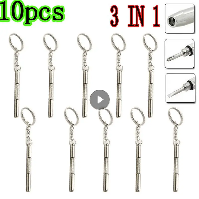 3 In 1 Eyeglass Screwdrivers Repair Kit Keychain Watch Repair Glasses Screwdriver Recision Screw Driver Precision  Accessories