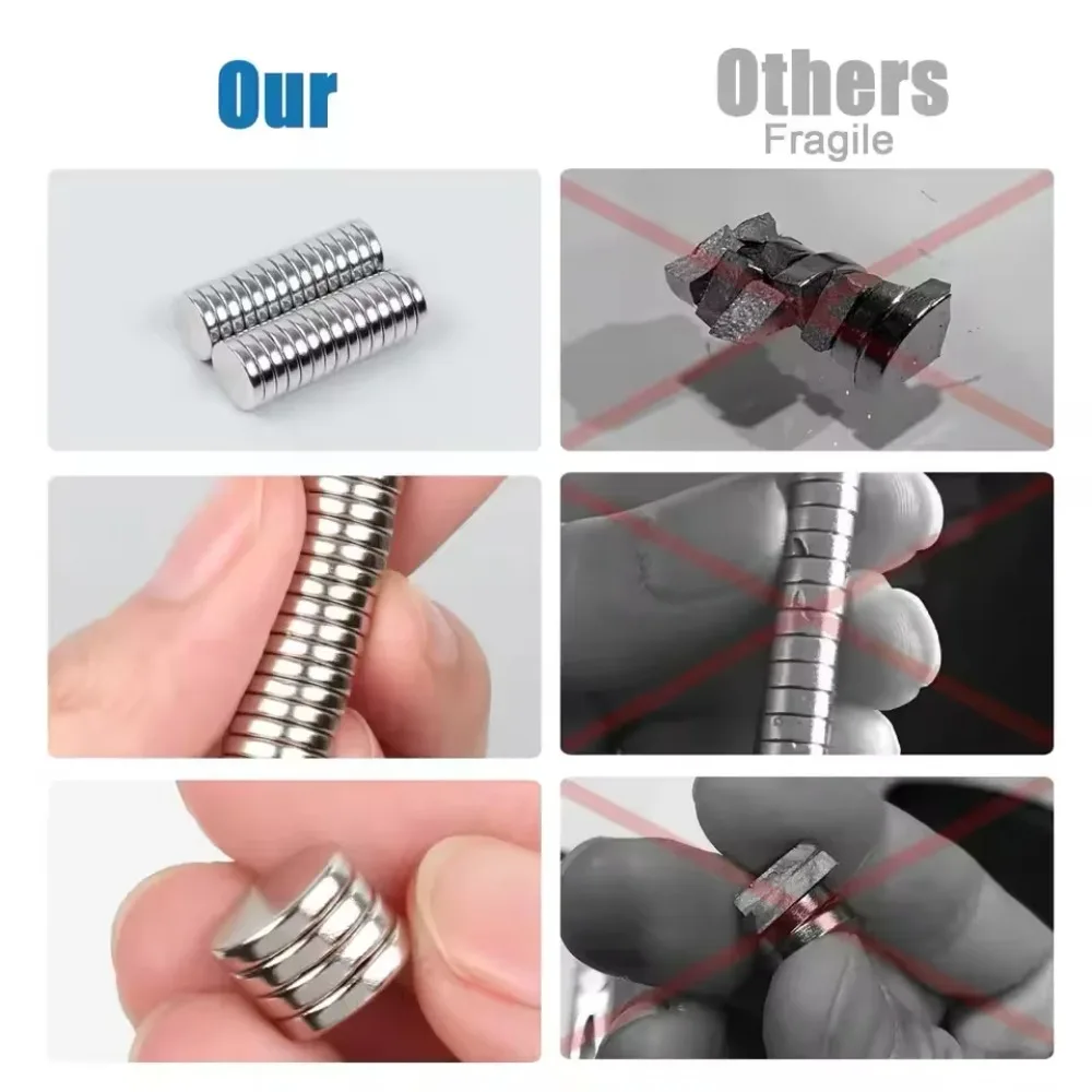 Round Disc Magnets in Sizes 5x2/6x3/6.5x1.58mm, Suitable for Fridge Attachment, Kitchen & Workshop Storage, Daily Office Fixing