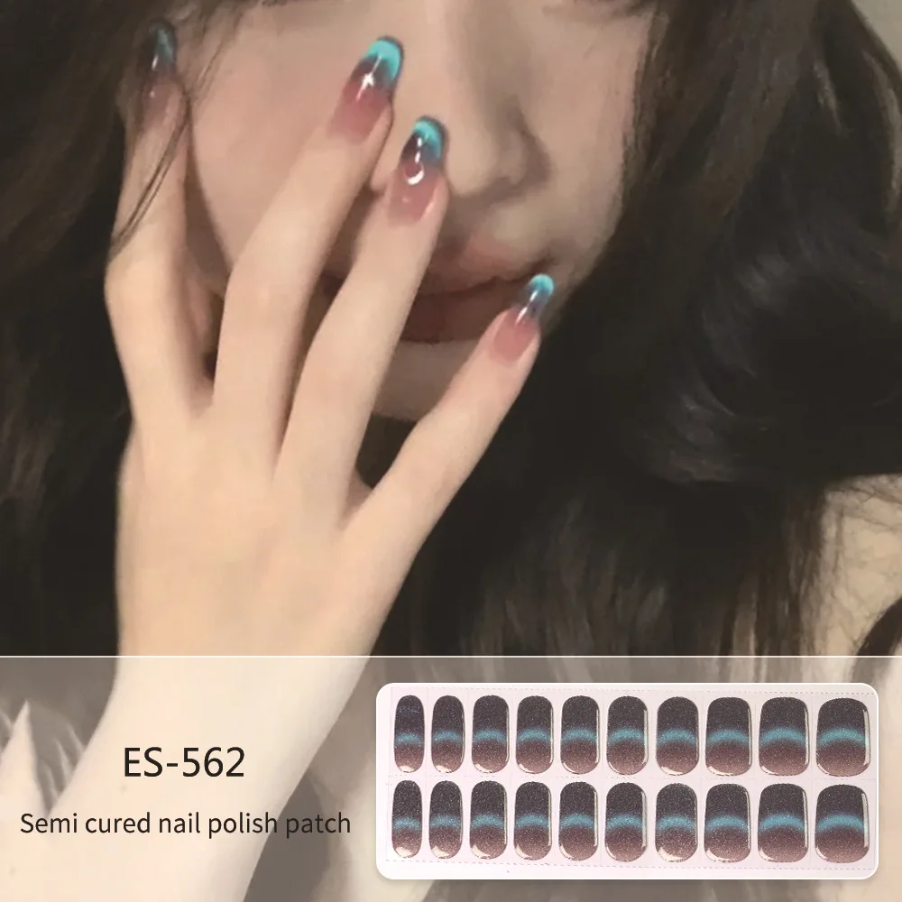 

Semi-cured French Nail Wraps Gold Sliver Glitter Gel Lasting Eco-friendly Manicure UV Lamp Need Nail Sticker Finger Decals