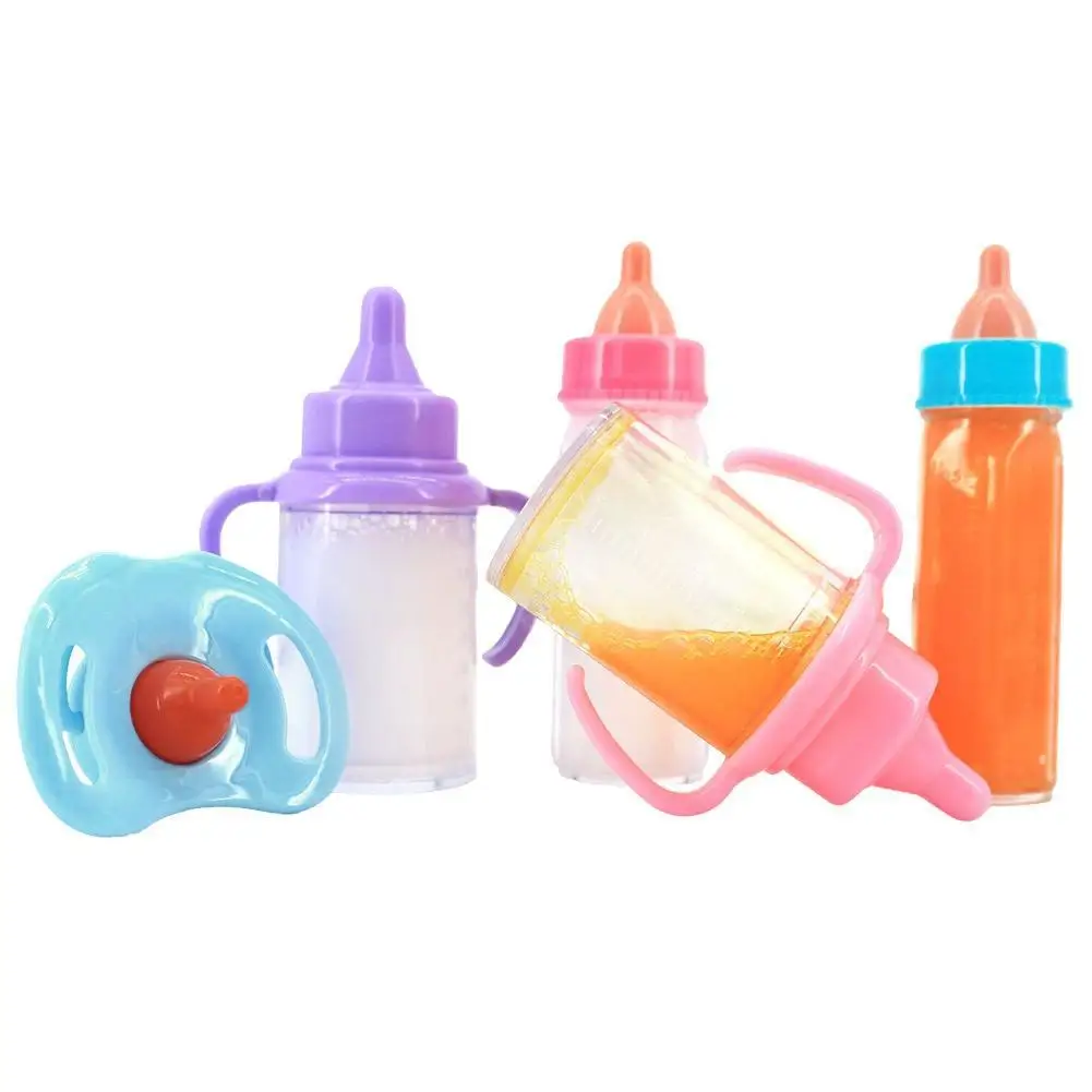 Magic Disappearing Baby Bottle Toy Set, Realistic Doll Feeding Accessories with Pacifier Juice Bottle Spoon, Pretend Play