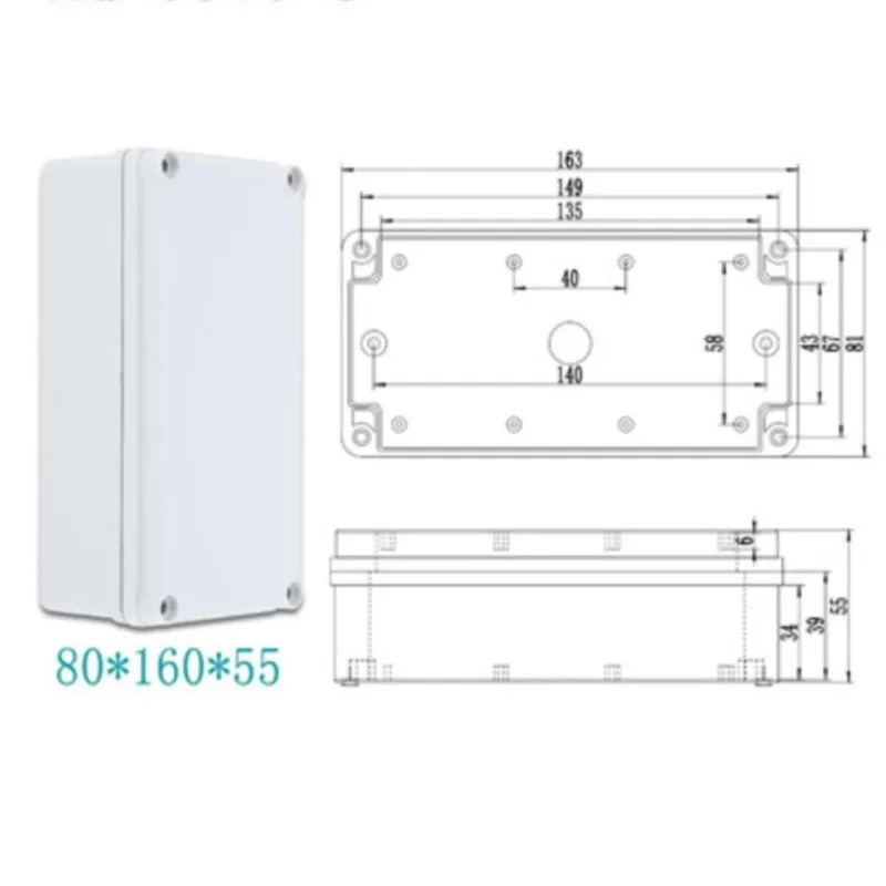 1Pc 80x160x55mm Button wiring indoor and outdoor waterproof box