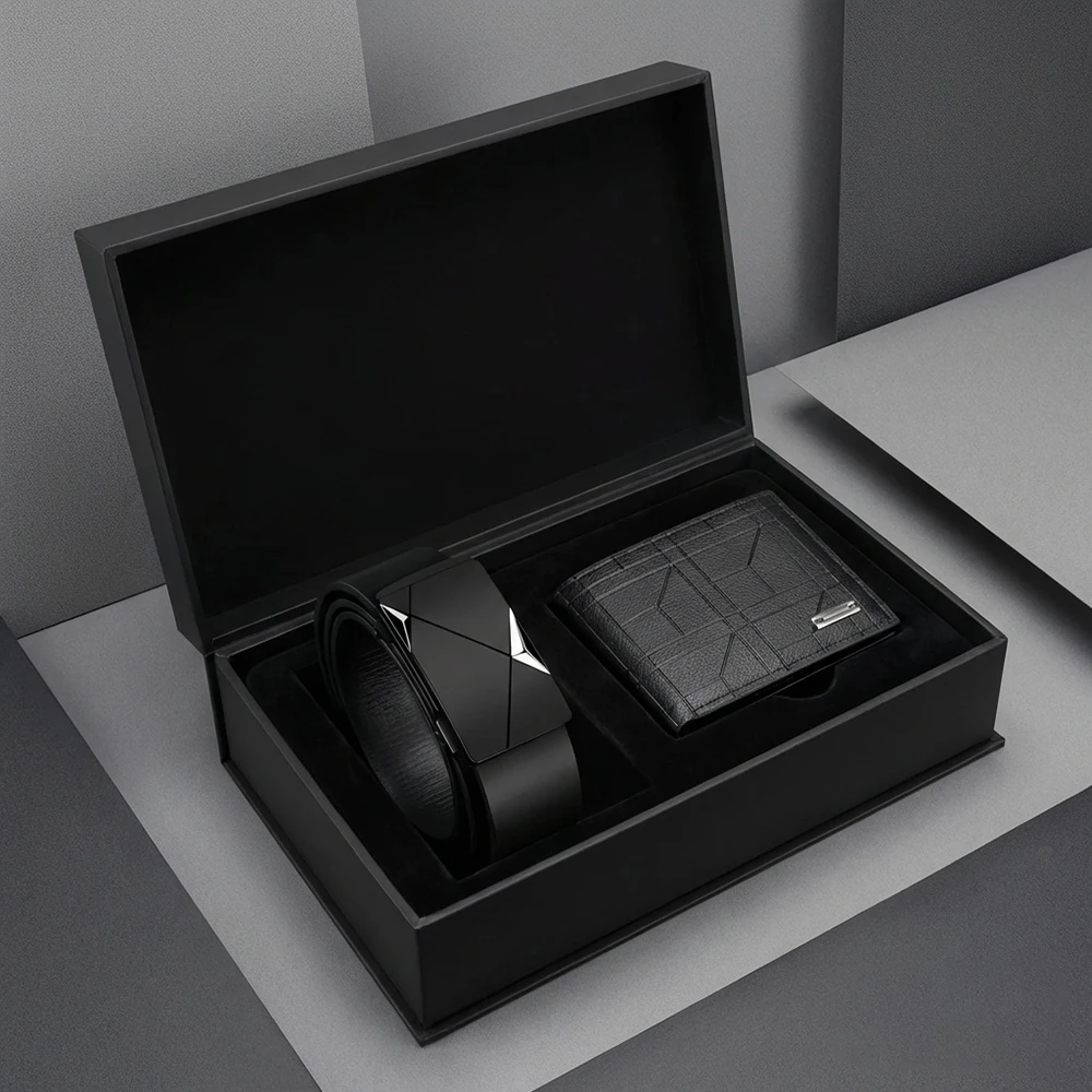 2pcs High Quality Simple Nen's Belt Wallet Set Fashionable Men's Business Belt Accessories Ideal Gift For Father and Boyfriend