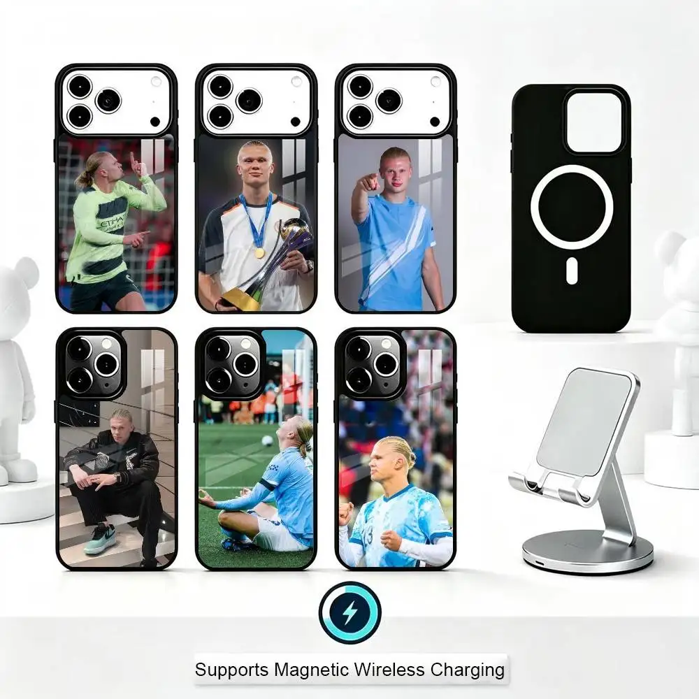 

Tall striker Football Star E-Erling H-Haaland Phone Case For iPhone17,16,15,14,13,12,11 Plus,Pro Allows magneticwirelesscharging