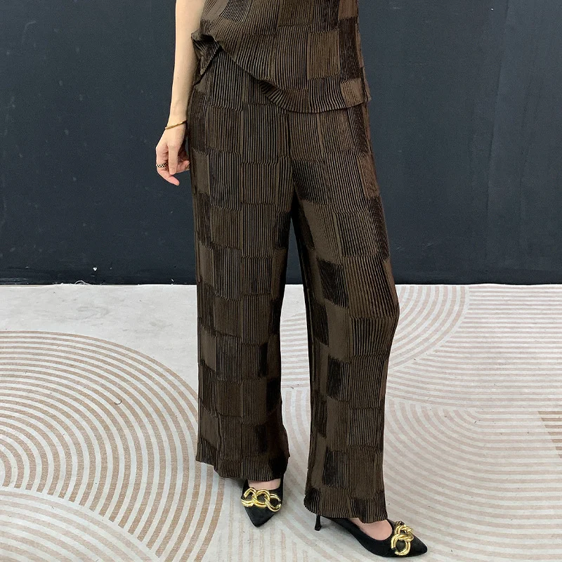 Miyake Pleated Women's Casual Design Straight Pants