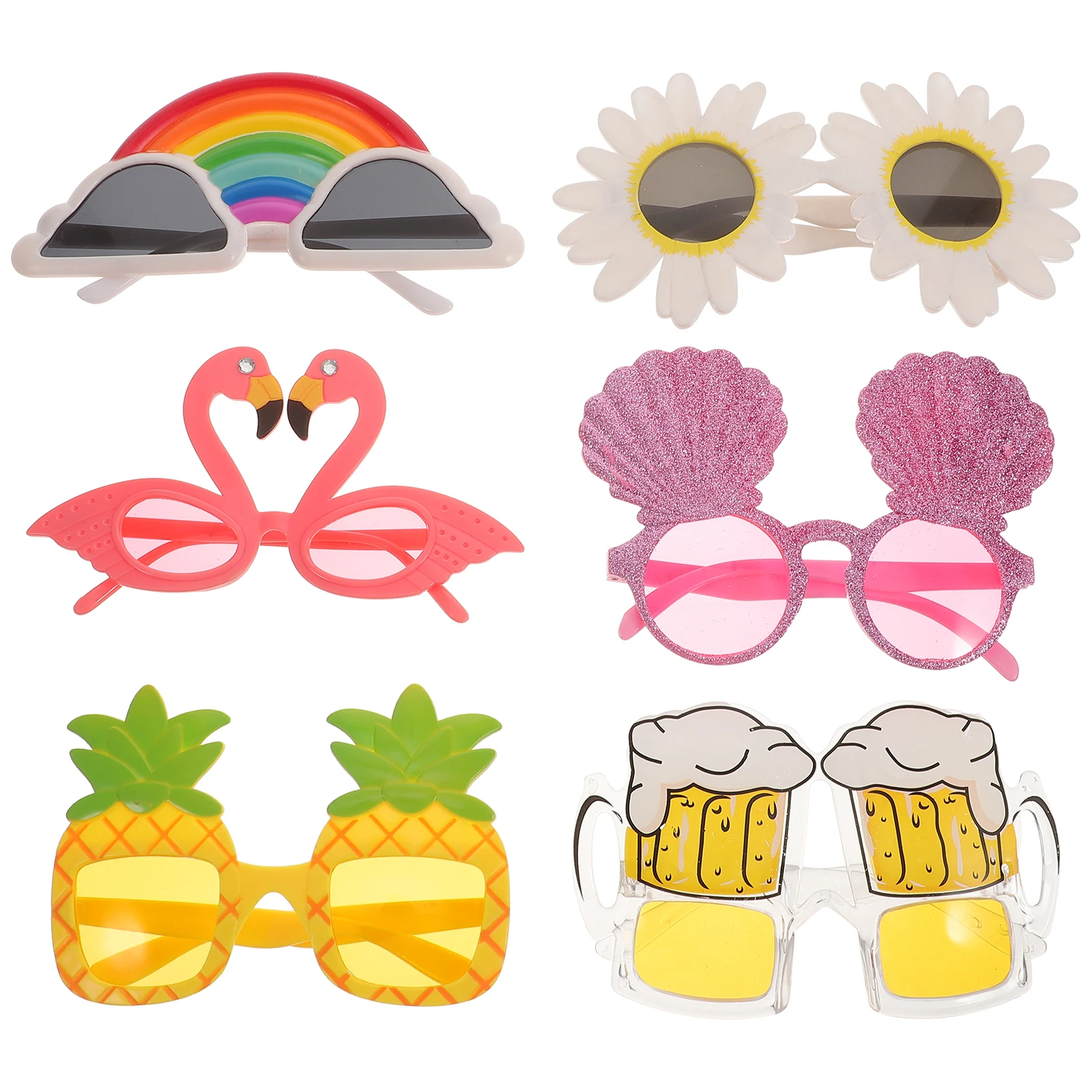 

6Pcs Hawaii Sunglasses Funny Party Glasses Novelty Plastic Lightweight Sunglasses for Birthday Pool Beach Costume Photo Booth