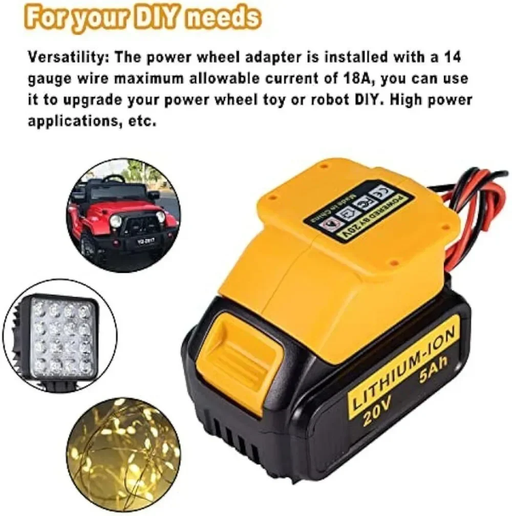 Imagem -05 - Adaptador Power Wheels para Dewalt Bateria com Fusível 12awg 40a Suporte Chicote de Fios Compatível com Peg Perego Kids Ride-on Toy