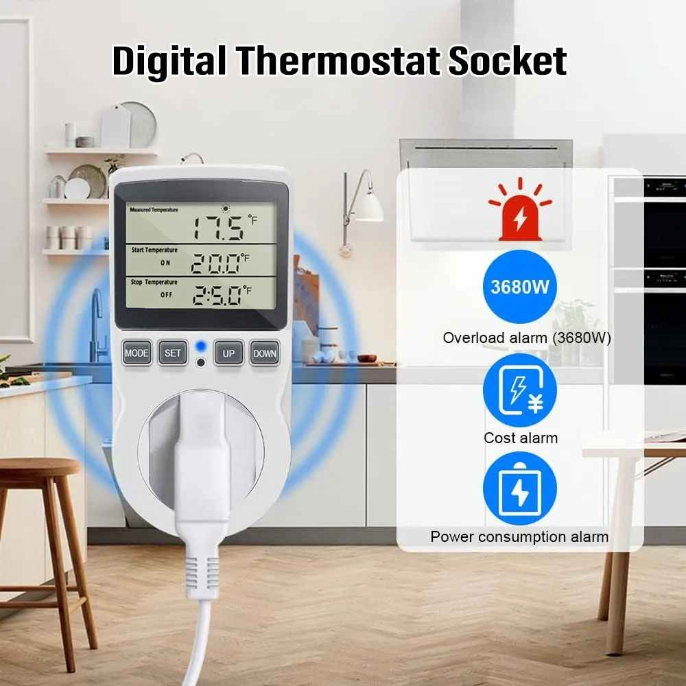 Prise de Thermostat numérique 220V, prise EU/US/UK, régulateur de température, interrupteur de minuterie, contrôle du refroidissement et du chauffage, prise de synchronisation à 5 modes