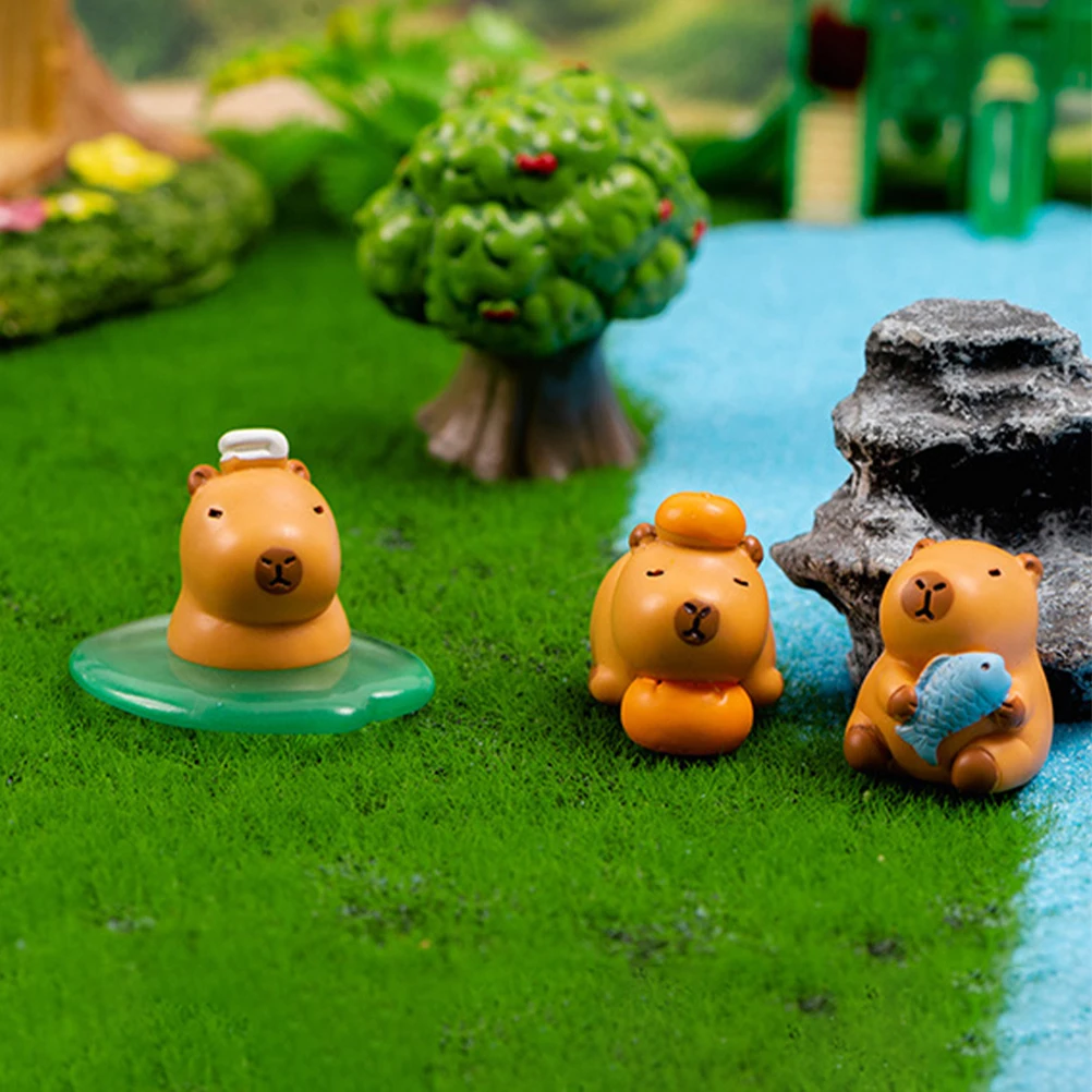 

6pcs Capybara Figurines Miniature Landscape Decoration Resin Small Statues Desk Ornaments Animal Souvenirs