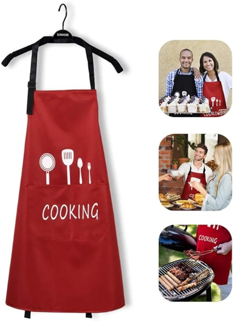 

Регулируемые Кухонные фартуки с карманами, персонализированный водонепроницаемый фартук шеф-повара для барбекю, приготовления пищи, уборки, универсальный для мужчин и женщин