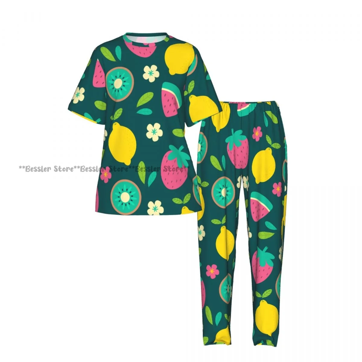 Women's Tropical Fruit short sleeve trousers casual pajamas set