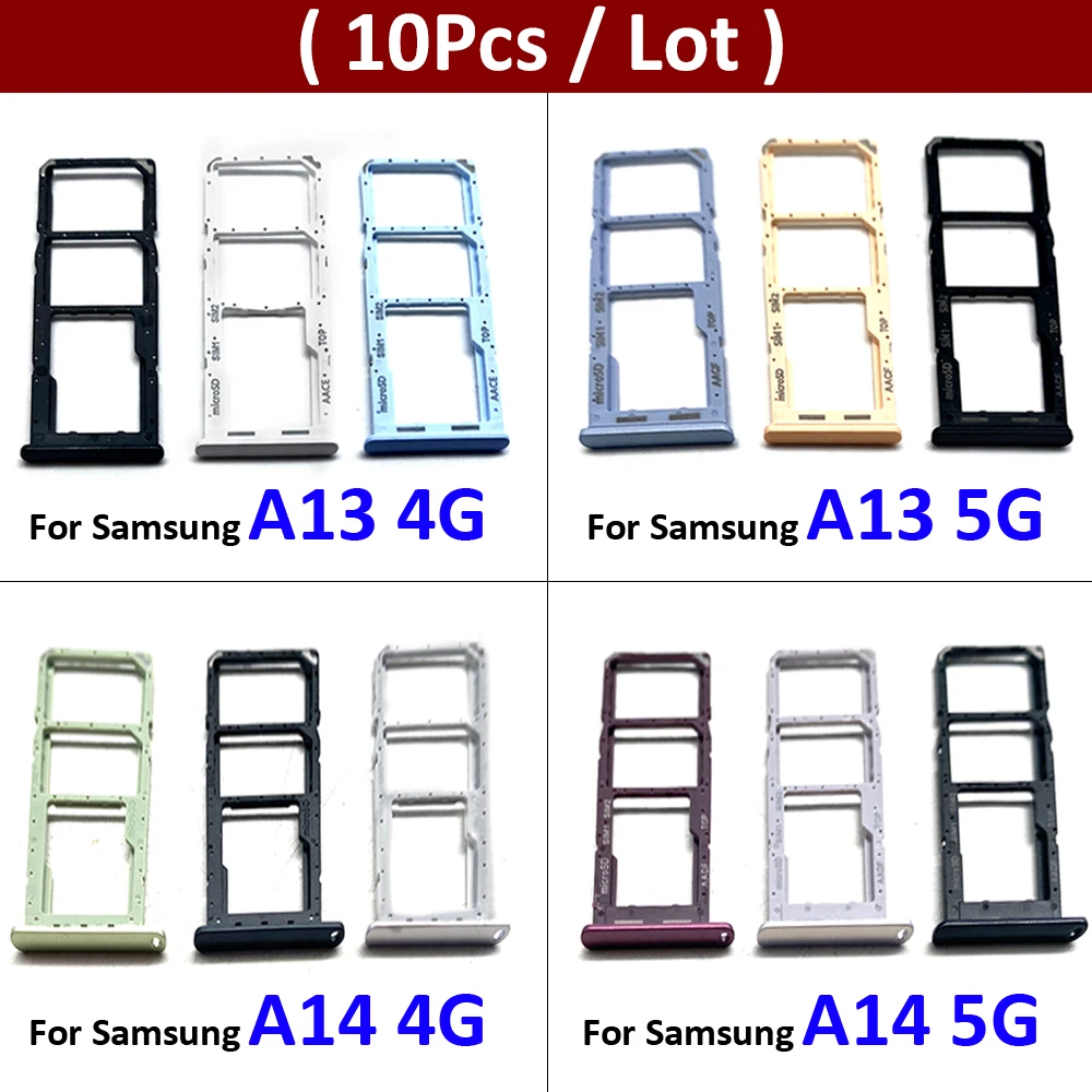 10Pcs, Micro Nano SIM Card Holder Tray Slot Holder Adapter Socket For Samsung A13 A14 4G 5G Replacement Spare Parts