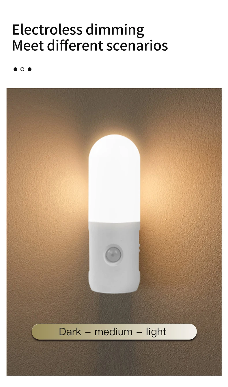 Motion Sensor 2 in 1 LED Night Light Rechargeable 3 Colors Wall Lamp Wireless Magnetic Spotlight for Bedroom Corridor and Stair