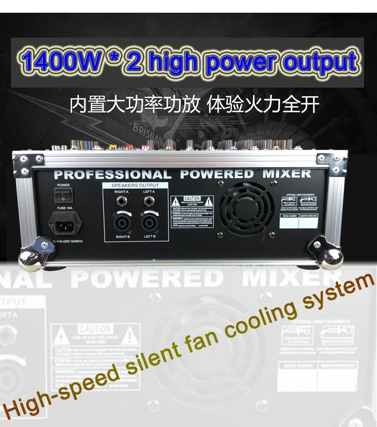 GAX-MK280 Professionele 8 mengpaneel 2 * 500 W koffer Power Mixer Udio Mixer voor Live DJ Club Streaming Studio Mic
