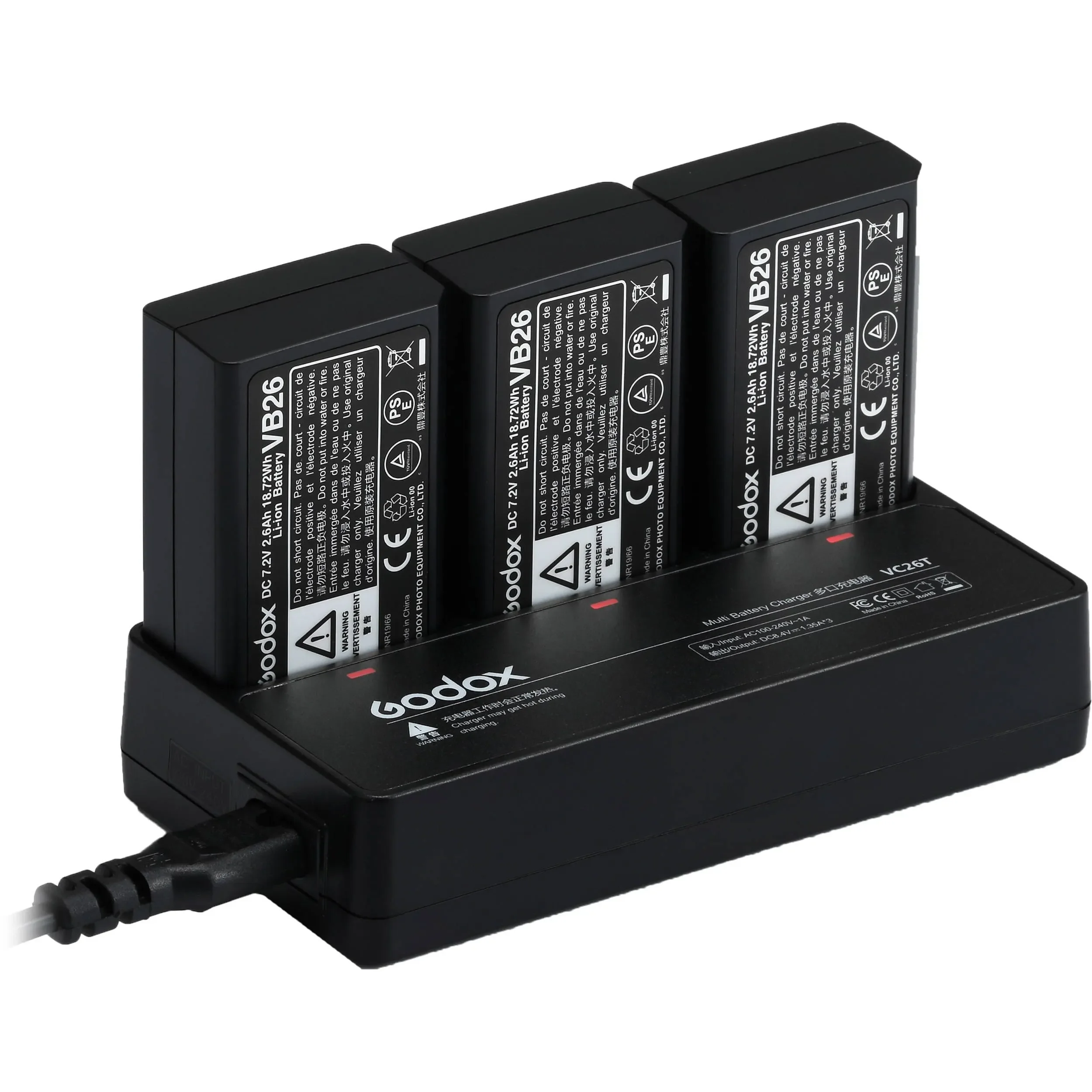 Godox VC26 USB Battery Charger | Type-C Charging For VB26A Batteries & Godox Flashes
