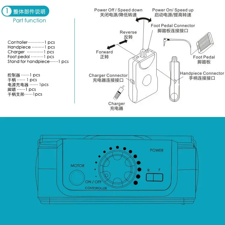 50000RPM Rechargeable CV MM-II dentals micro motor Brushless Portable micromotor with battery small Nail Drill for lab