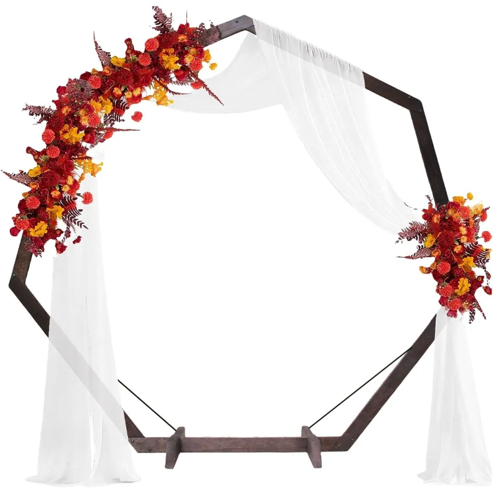 

7FT Wedding Arch, Heptagonal Wood Arch for Wedding Ceremony, Wedding Arbor Backdrop Stand for Garden Wedding, Parties, Indoor