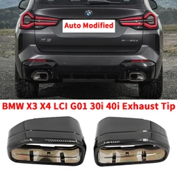 Car Stainless Steel Exhaust Tip Square Exhaust Pipe For BMW X3 LCI G01 30i ix eX X4 LCI G02 30iX M Sport Muffler Tip Nozzle