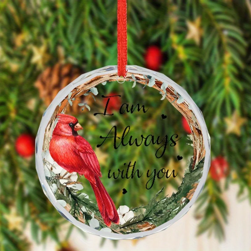 

Charming 3-inch Parrot and Garland Glass Pendant - Versatile pendant with rope for home, car and party decor