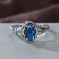 Vintage Elegant Ring for Women Blue Synthetic Zirconia Fashionable Wedding Party Accessory Ideal Anniversary Birthday Gifts
