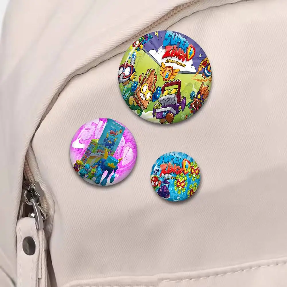 Cute Cartoon S-Super Z-Zings Creative Pins Funny Faces Round Snap-in Brooch Badge Backpack Hat Accessories Jewelry Gifts