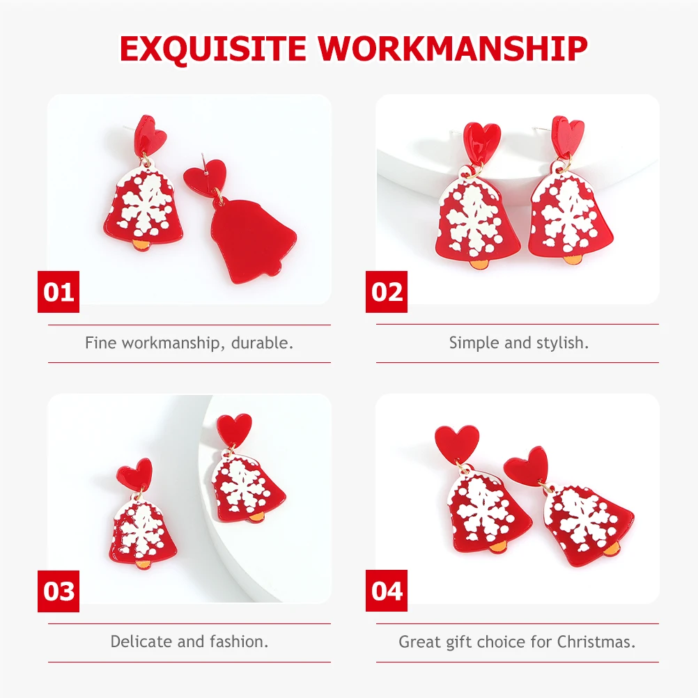 

1Pair Snowflake Earrings Heart Drop Resin Plastic Dangling Earrings Christmas New Year Party Fashion Jewelry for Women