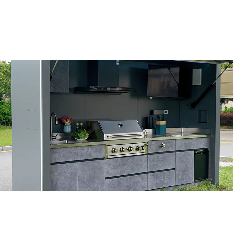 

Premium Luxury Prefabricated Outdoor BBQ Kitchen Pods Modular Outdoor Cooking Station with Sink Fridge BBQ Grill for Patio