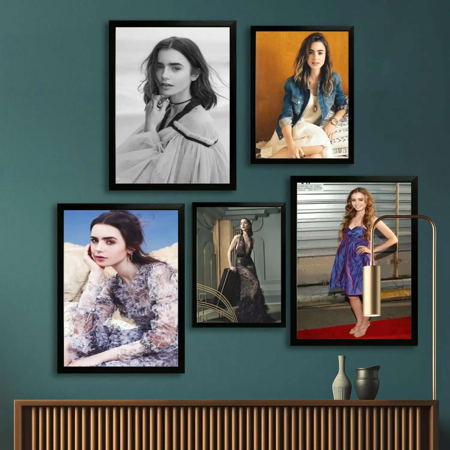 ملصق فني من القماش من Lily Collins وفن جداري، طباعة صور، عائلة حديثة، ديكور غرفة النوم، ملصقات، لوحة زخرفية