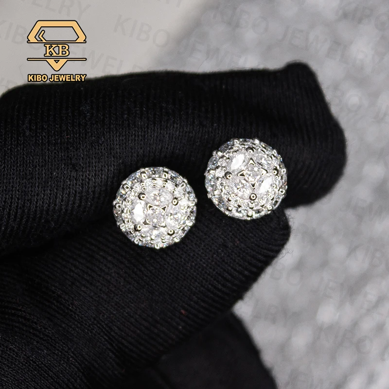 

Kibo luxury quality jewelry 925 Sterling Silver White VVS Moissanite Diamond Screw Stud Flower Earrings