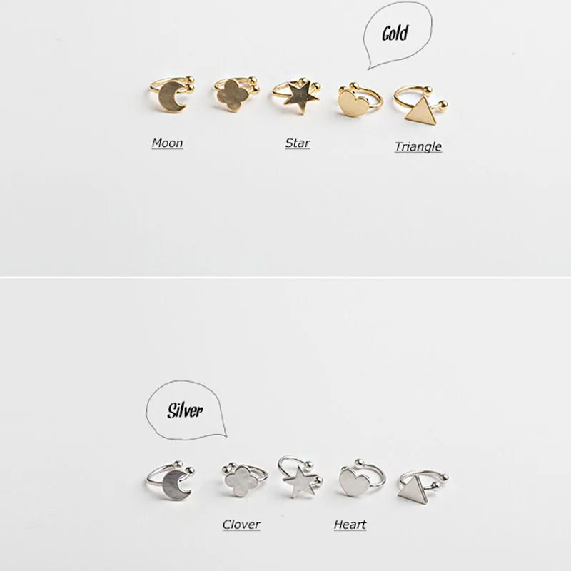 Arrivals Fashion No Pierced Non-piercing Earcuff Ear Star Moon Heart Triangle Clip-on Clip Earrings For Women Jewelry