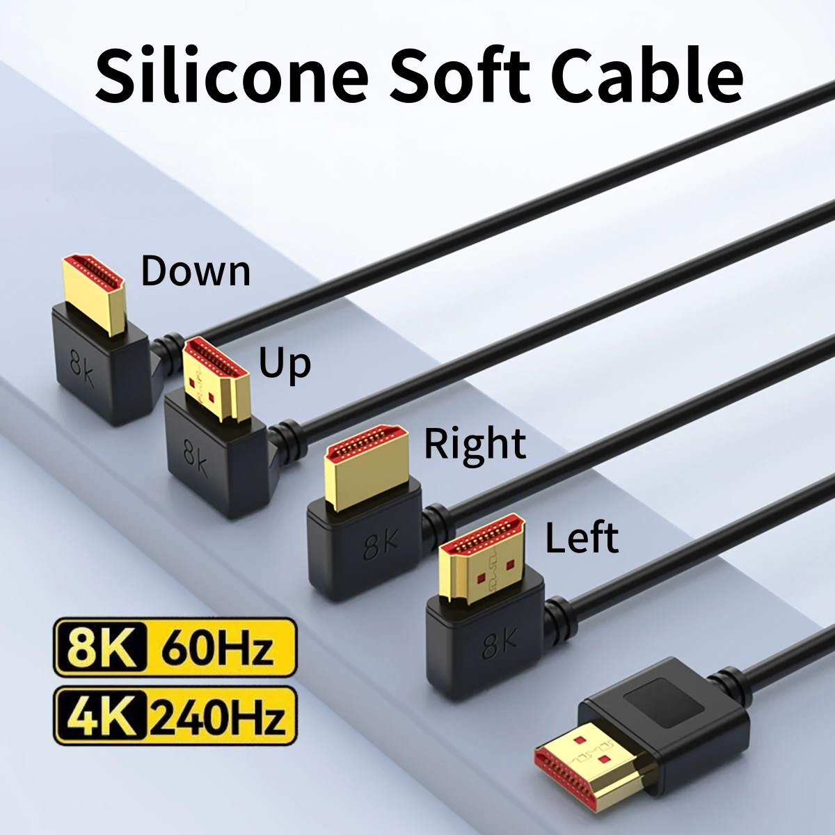 كابل 8K HDMI 2.1 عالي السرعة 48 جيجابت في الثانية 8K @ 60 هرتز 4K @ 240 هرتز HDCP HDR 90 درجة بيند HD سلك لشاشة ألعاب PS5 PC HDTV