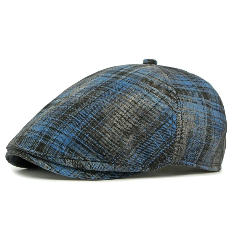 Spring Cotton Geometric Print Newsboy Caps Men Flat Cap Women Painter Beret Hats 99