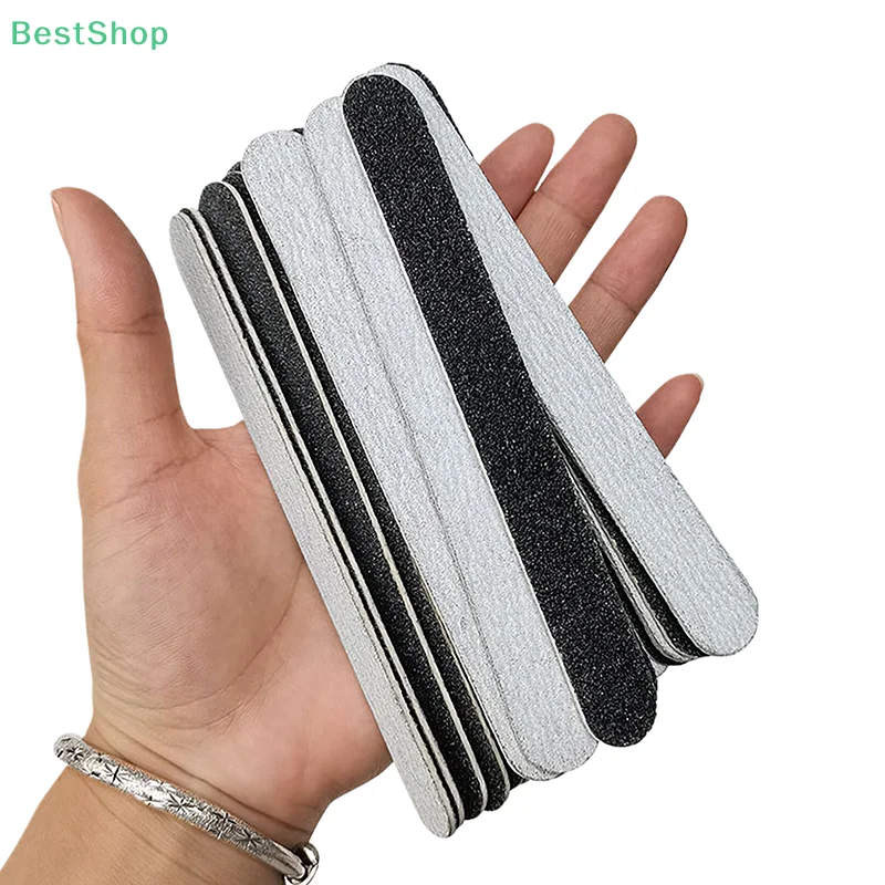 ♥ ♥ ♥ 10개 양면 직선 네일 파일 100/180 그릿 버퍼 네일 아트 폴리쉬 얇은 파일 매니큐어 도구