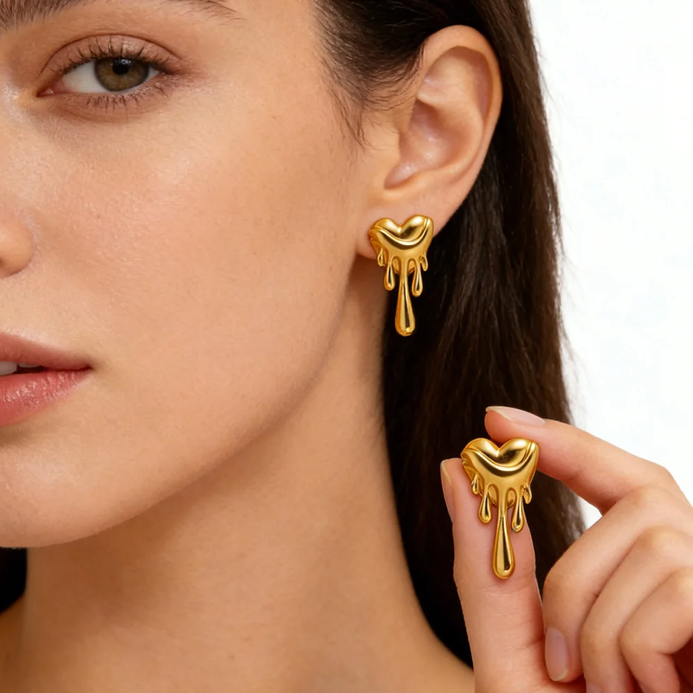 2026 Gold Color Stainless Steel Decoration Earrings Metal Earrings Vintage Hollow Drop Earrings Women Girls Trendy Jewelry Gifts
