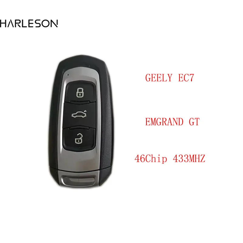 

Original Shell Aftermarket PCB Smart Remote Key 3 Button Smart Car Key Fob 434MHZ 46Chip For GEELY EMGRAND GT EC7 Uncut Blade