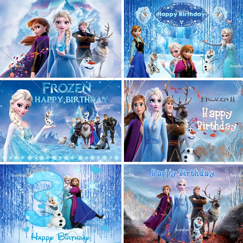 Frozen Theme Princess Elsa Anna Girls Birthday Party Backdrop Ice Winter Photography Backgrounds For Photo Studio Custom